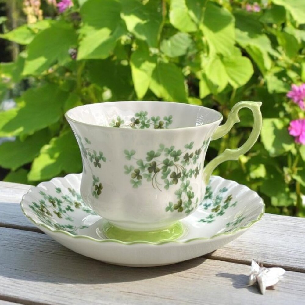 Irish Shamrock Vintage Tea Saucer Cup set by Royal Albert MADE IN ENGLAND